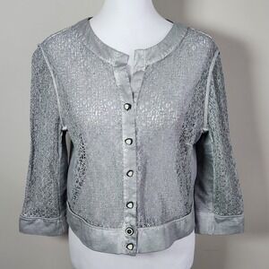 Elisa Cavaleti Lace‎ Jacket Womens M Crochet Sheer Made In Italy Dainty Feminine
